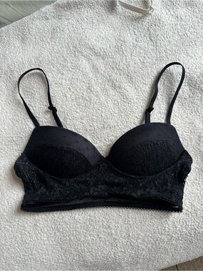 Victoria's Secret Black Lace Longline Push-Up Bra